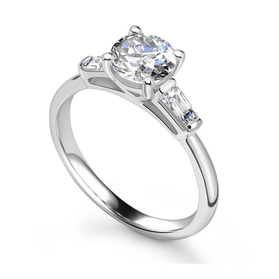 1.34ct VVS2/D Lab Grown Round Diamond Trilogy Ring in 18k White Gold