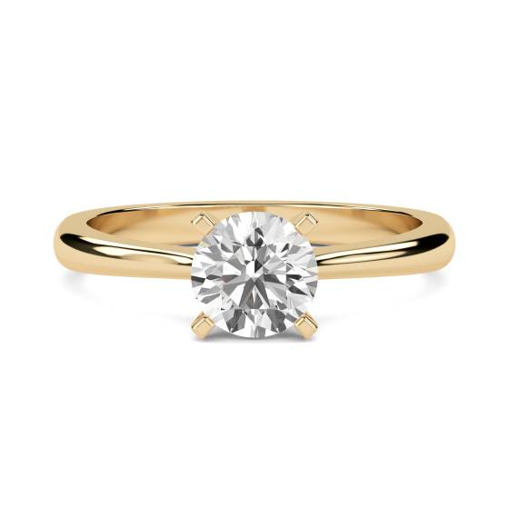 0.81ct VVS2/D Lab Grown Round Diamond Solitaire Ring in 18k Yellow Gold
