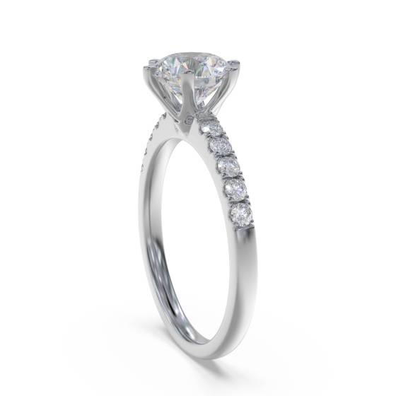 1.12ct VVS2/D Lab Grown Round Diamond Six Claw Shoulder Set Ring in 18k Yellow Gold