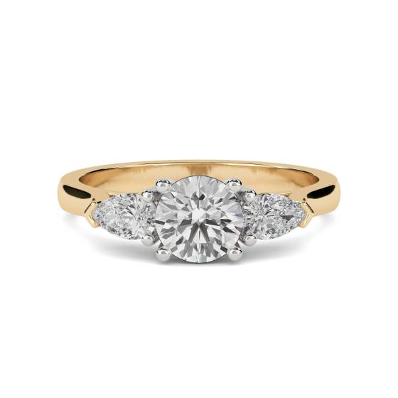 1.95ct VS2/F Round and Pear Cut Lab Grown Diamond Trilogy Ring