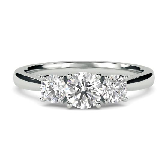 0.76ct VVS2/D Lab Grown Round Diamond Trilogy Ring in 18k White Gold