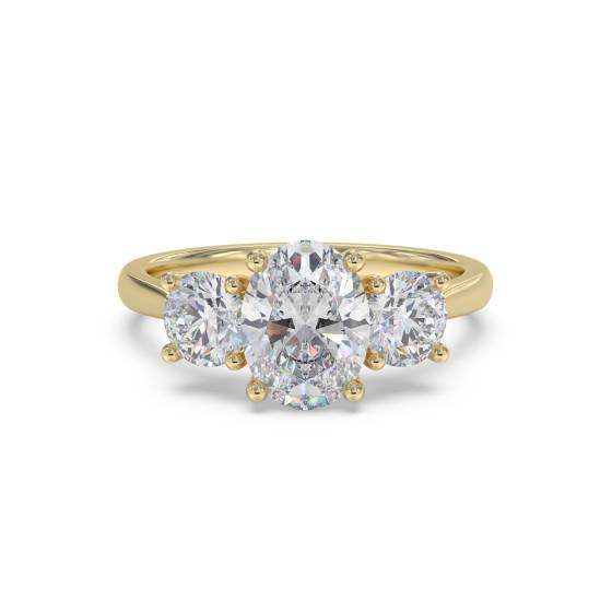 Elegant Oval and Round Diamond Trilogy Ring