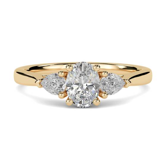 5.01ct VVS2/D Oval and Pear Cut Labgrown Diamond Trilogy Ring