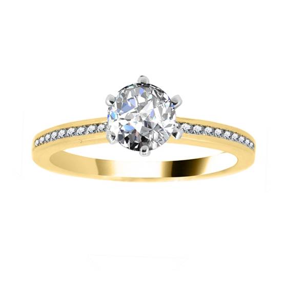 1.20ct VVS2/D Lab Grown Round Diamond Shoulder Set Ring in 18k Yellow Gold