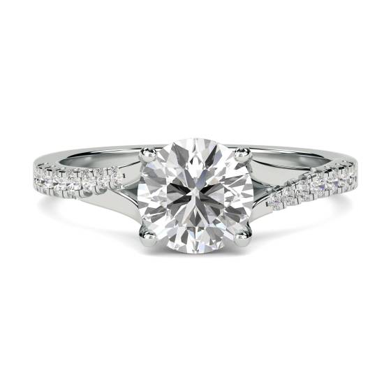 1.00ct VS1/E Round Cut Natural Diamond Shoulder Set Ring