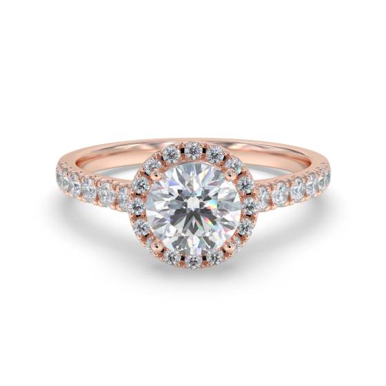Round Diamond Single Halo Shoulder Set Ring