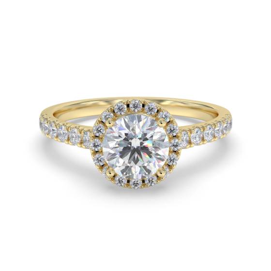 Round Diamond Single Halo Shoulder Set Ring