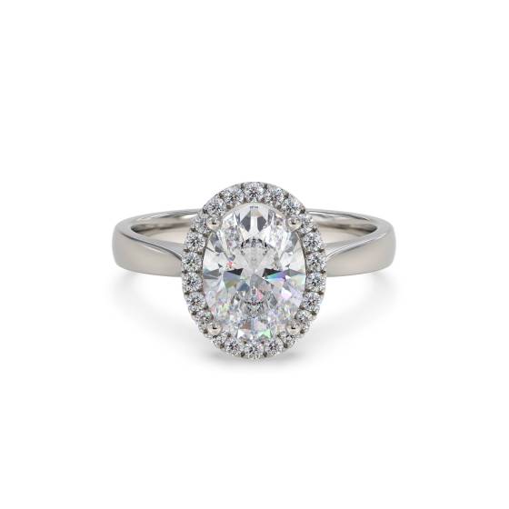 Oval Diamond Single Halo Ring