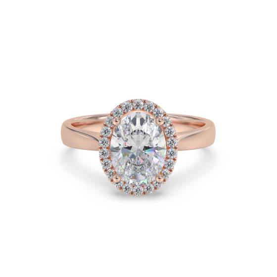 Oval Diamond Single Halo Ring