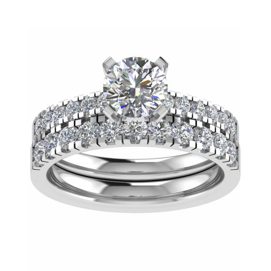 1.13ct VVS2/D Lab Grown Round Diamond Shoulder Set Ring in Platinum