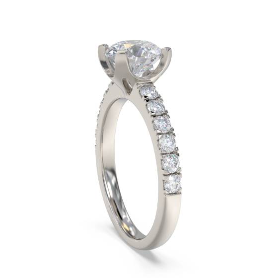 1.24ct VVS1/D Lab Grown Round Diamond Shoulder Set Ring in 18k Rose Gold