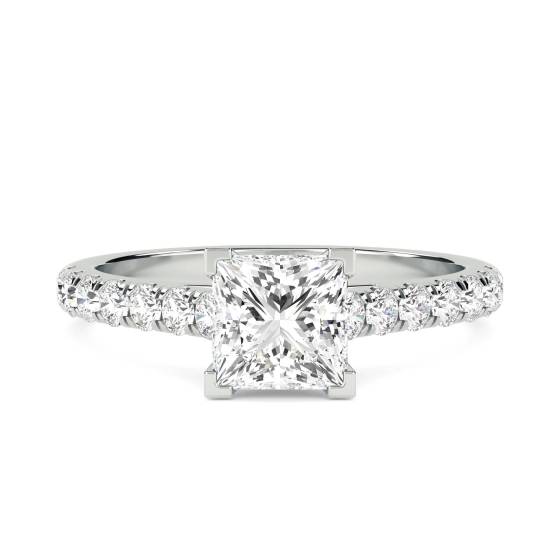 0.50ct VVS2/D Round cut Lab Grown Diamonds Shoulder Set Engagement Ring