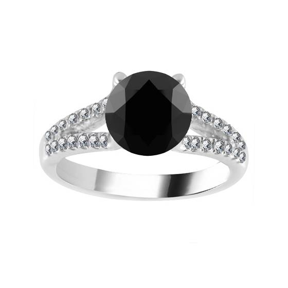 Black Diamond Shoulder Set Ring