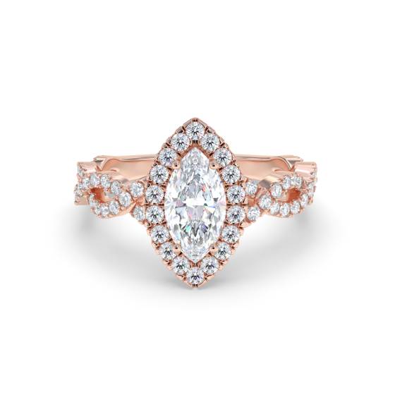Marquise Diamond Single Halo Shoulder Set Ring