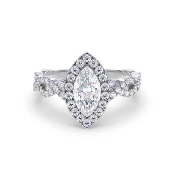 Marquise Diamond Single Halo Shoulder Set Ring