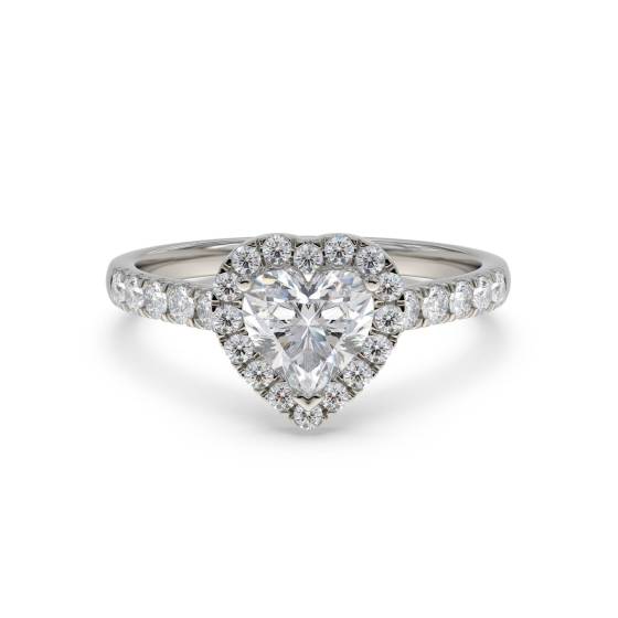 2.05ct IF/D Heart Cut Lab Grown Diamond Halo Shoulder Set Ring
