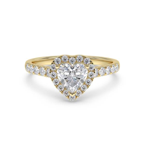 Heart Shaped Diamond Single Halo Shoulder Set Ring