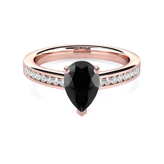 Black Diamond Shoulder Set Ring