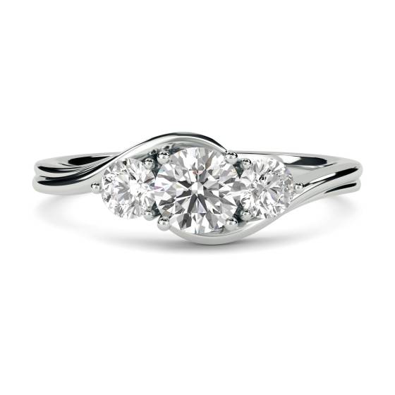 1.20ct VS2/G Round Cut Natural Diamond Trilogy Ring