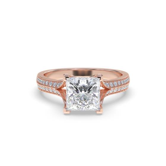 Elegant Princess Diamond Split Shoulder Set Ring