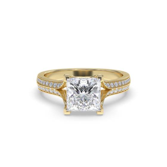 Elegant Princess Diamond Split Shoulder Set Ring
