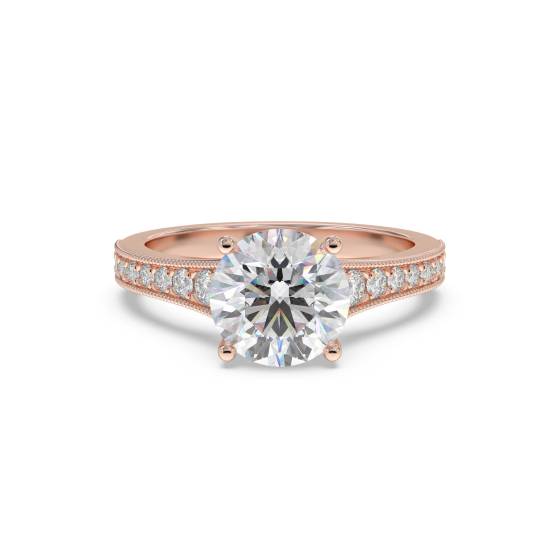 Milrgrain Shoulder Set Diamond Engagement Ring