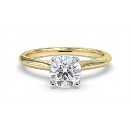 0.65ct VVS2/D Lab Grown Round Diamond Solitaire Ring in 18k Yellow/White Gold