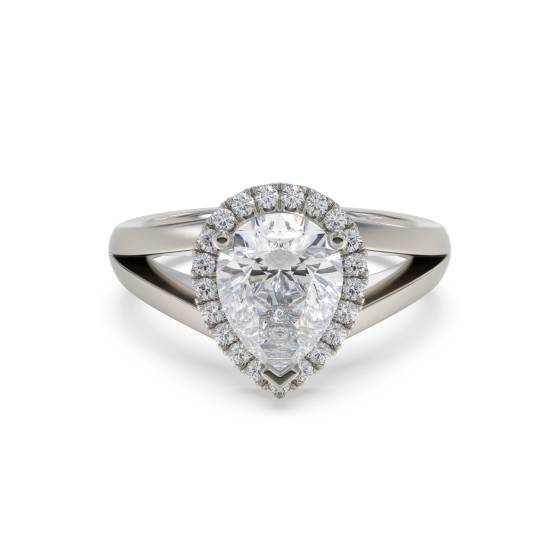 Modern Pear Diamond Single Halo Ring