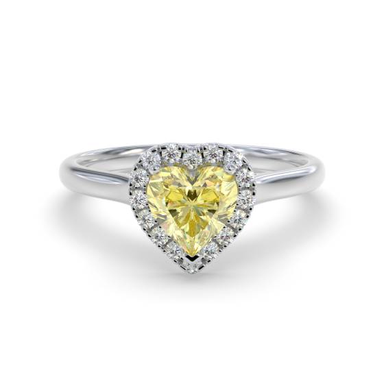 Fancy Yellow Heart Diamond Cluster Ring