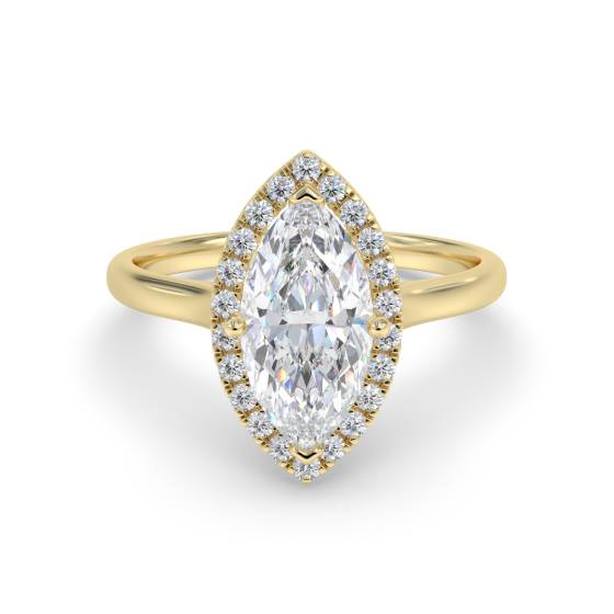 Marquise and Round Diamond Single Halo Ring