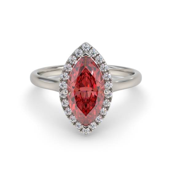 Marquise Ruby and Diamond Halo Ring