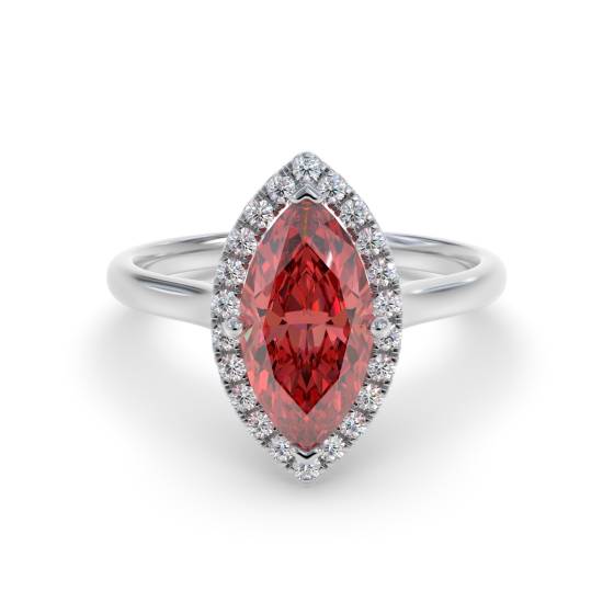 Marquise Ruby and Diamond Halo Ring