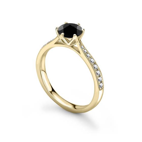 Black Diamond Shoulder Set Ring