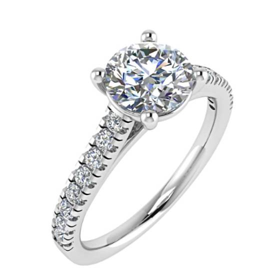 1.20ct VVS1/D Round Cut Lab Grown Diamond Shoulder Set Ring