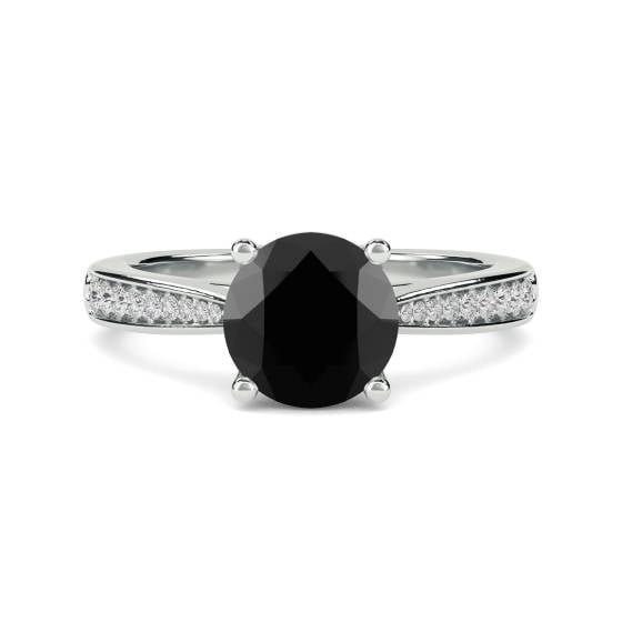 Black Diamond Shoulder Set Ring