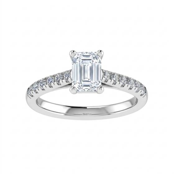 1.27ct VVS1/D Emerald Cut Lab Grown Diamond Shoulder Set Ring