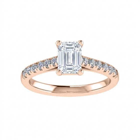 1.29ct VVS1/D Emerald Cut Lab Grown Diamond Shoulder Set Ring