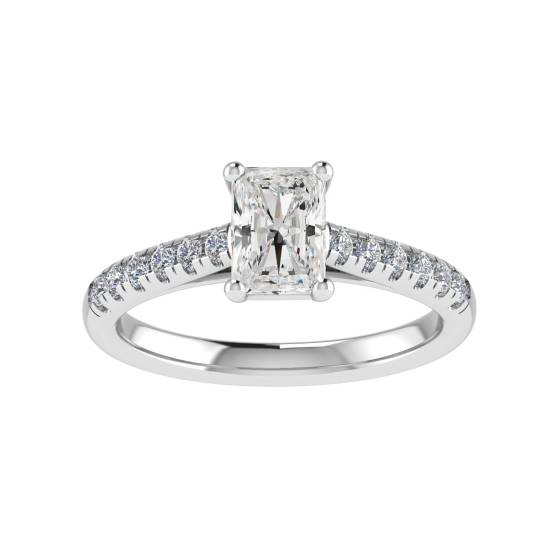 1.87ct VVS2/E Radiant Cut Lab Grown Diamond Shoulder Set Ring