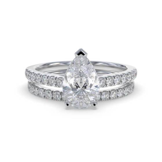 0.80ct SI2/G Pear Cut Lab Grown Bridal Set Ring