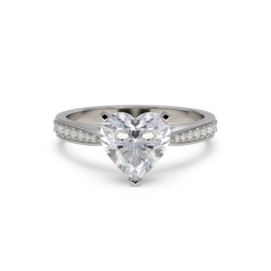 1.00ct VVS2/E Lab Grown Heart Diamond Shoulder Set Ring in Platinum
