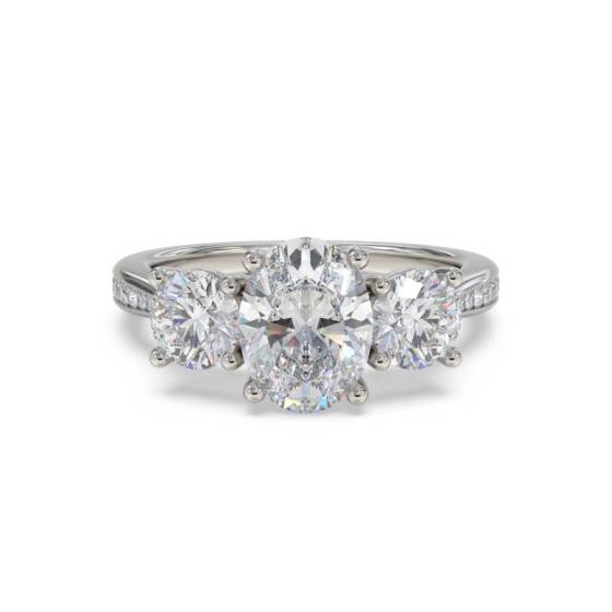Oval and Round Diamonds Trilogy Shoulder Set Ring