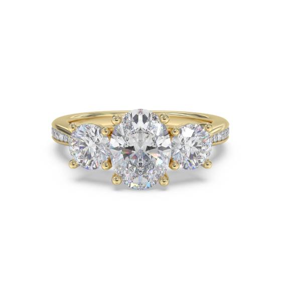 Oval and Round Diamonds Trilogy Shoulder Set Ring