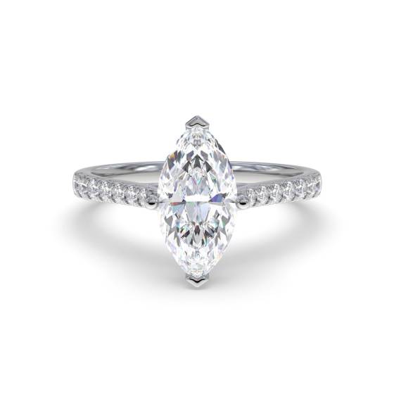 1.28ct VVS2/E Lab Grown Marquise Diamond Shoulder Set Ring in 18k White Gold