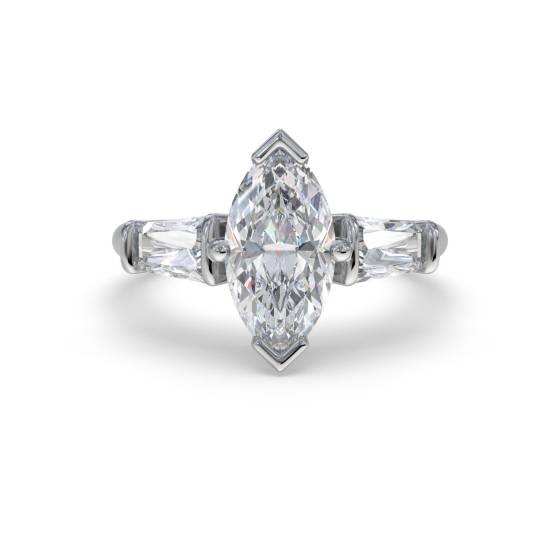 0.50ct VVS2/G Marquise Cut Natural Diamond Trilogy Ring