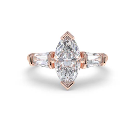 Modern Marquise and Baguette Diamond Trilogy Ring