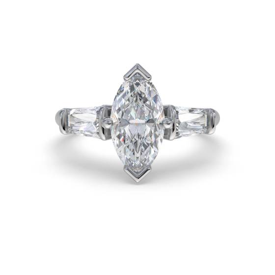 Modern Marquise and Baguette Diamond Trilogy Ring