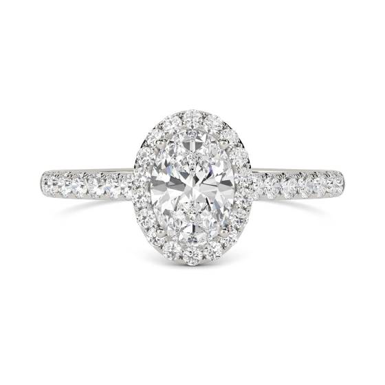 3.30ct VS1/D Oval Cut Labgrown Diamond Halo Shoulder Set Ring