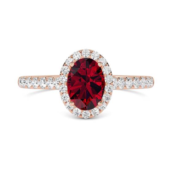 Ruby and Diamond Halo Ring