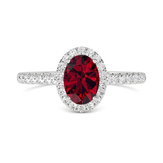Ruby and Diamond Halo Ring