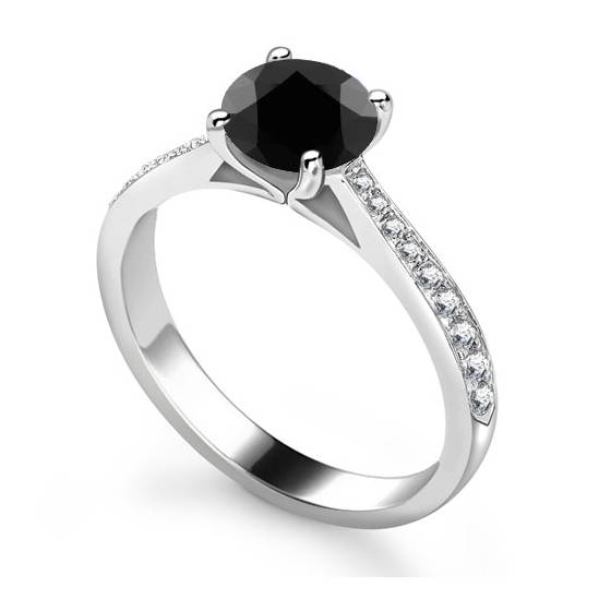 Black Diamond Shoulder Set Ring